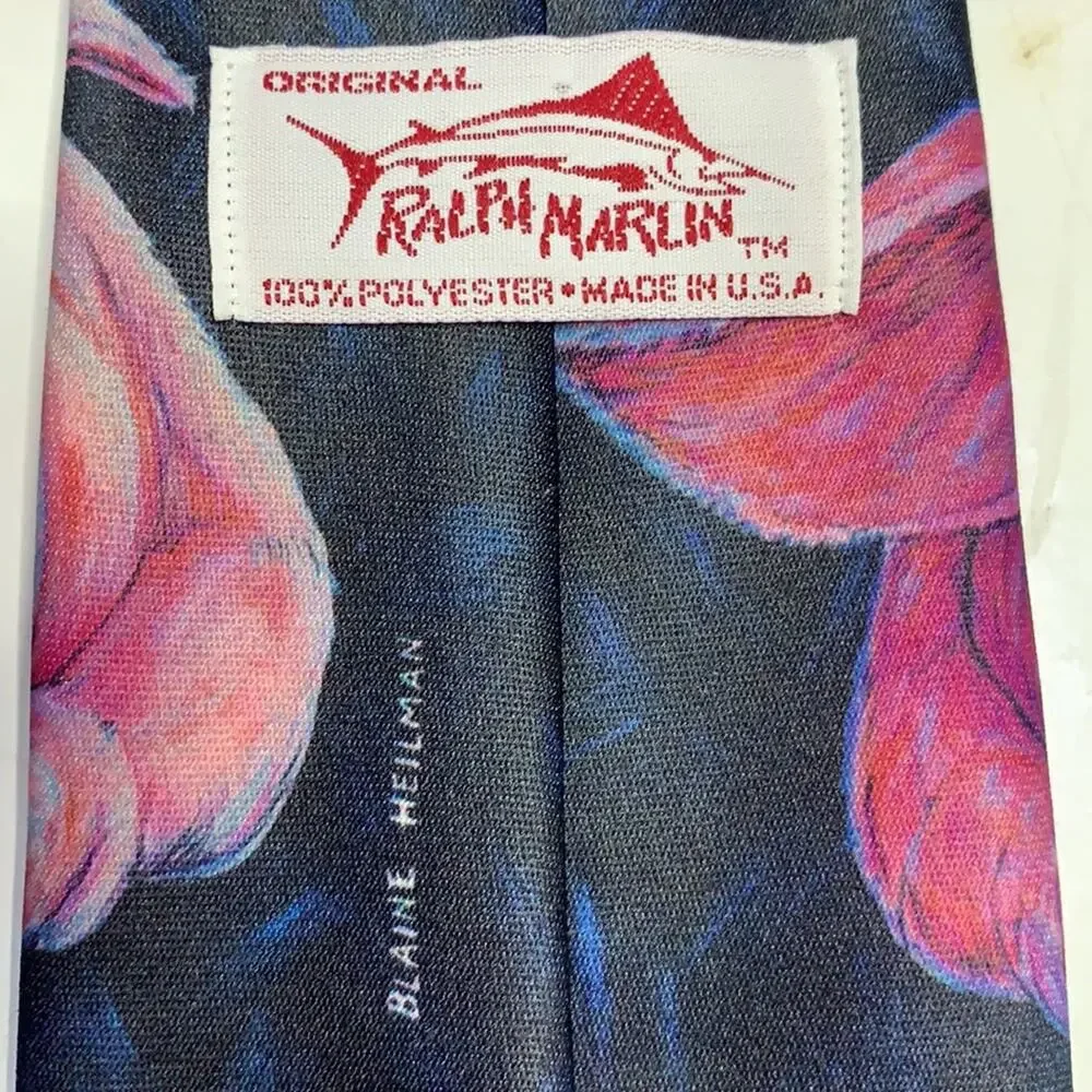 Ralph Marlin Vintage Black Pink Men's Artist Vintage Pig Tie Rare 1989